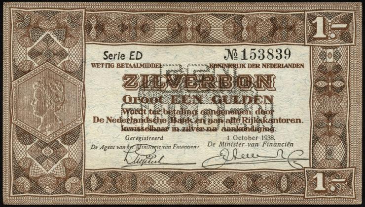 Niederlande / Netherlands P.061 1 Gulden 1940 (2+) 