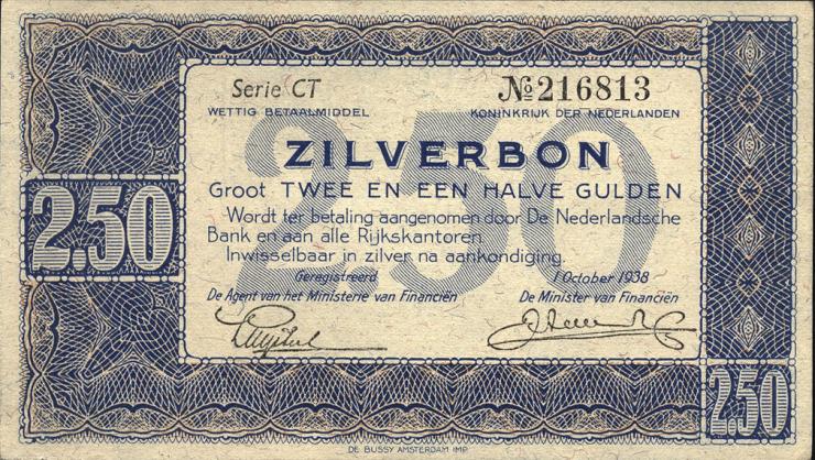 Niederlande / Netherlands P.062 2,50 Gulden 1938 (1) 