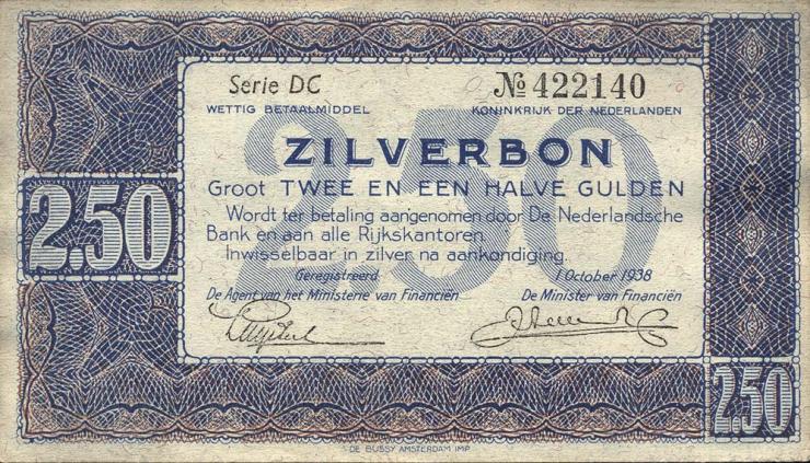 Niederlande / Netherlands P.062 2,50 Gulden 1938 (1-) 