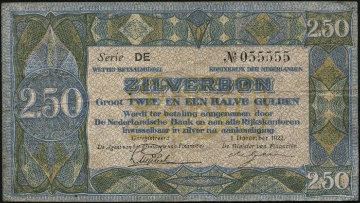 Niederlande / Netherlands P.018 2,50 Gulden 1922 (3) 