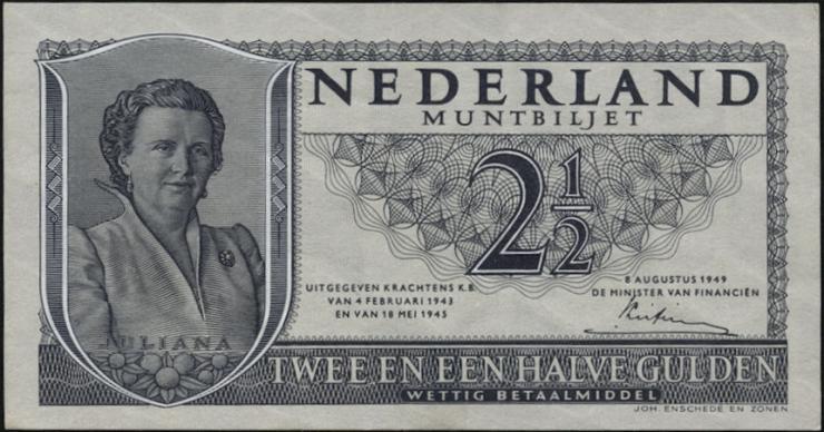 Niederlande / Netherlands P.073 2,50 Gulden 1949 (3) 