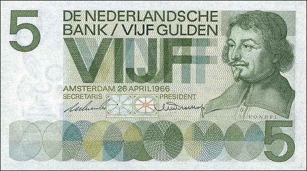 Niederlande / Netherlands P.090a 5 Gulden 1966 (1) 