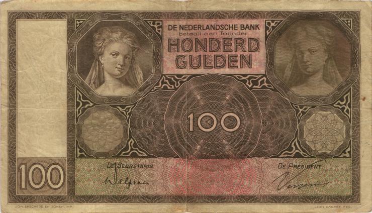 Niederlande / Netherlands P.051a 100 Gulden 1930 (3) 
