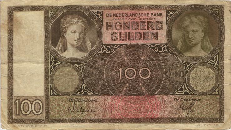 Niederlande / Netherlands P.051a 100 Gulden 1932 (3) 