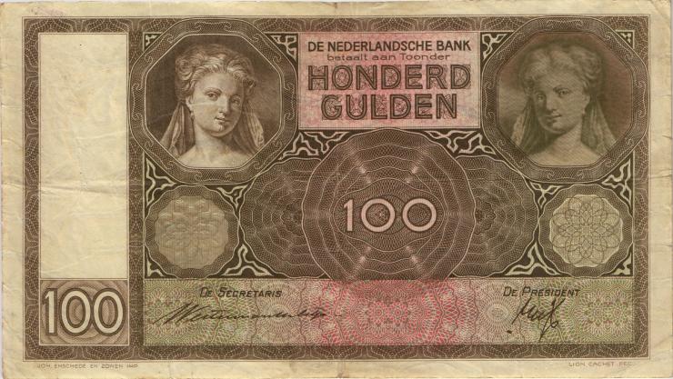 Niederlande / Netherlands P.051b 100 Gulden 1939 (3) 