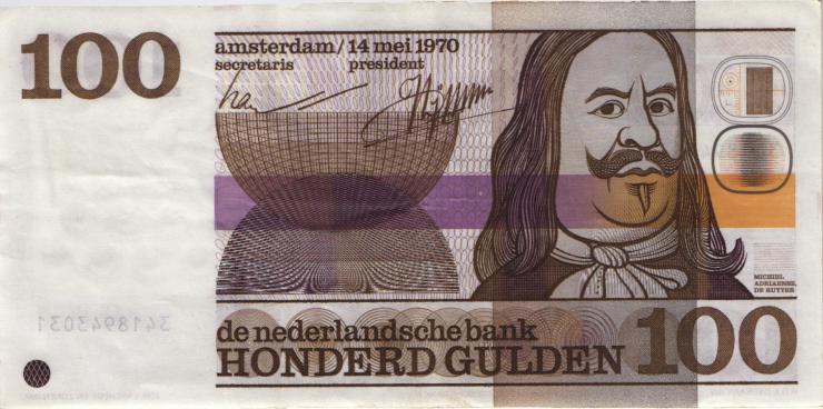 Niederlande / Netherlands P.093 100 Gulden 1970 (3+) 