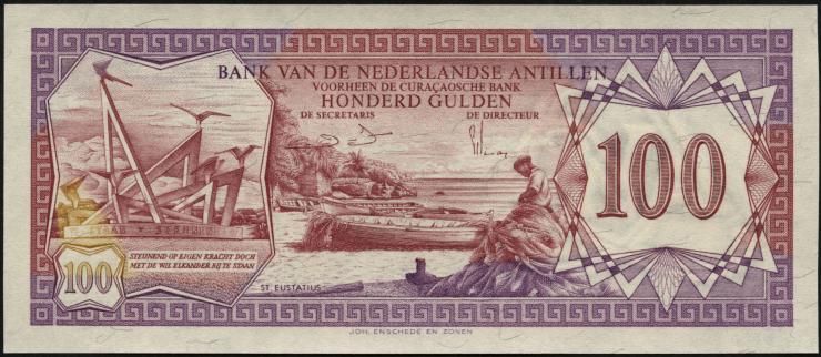 Niederl. Antillen / Netherlands Antilles P.19b 100 Gulden 1981 