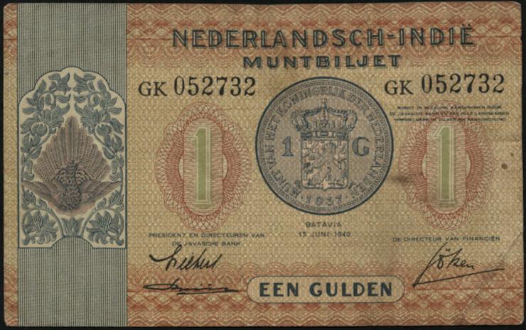 Ndl. Indien / Netherlands Indies P.108a 1 Gulden 1940 (3) 