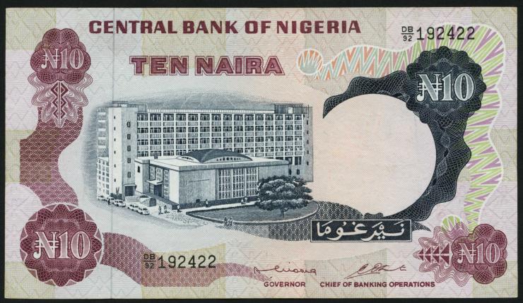 Nigeria P.17b 10 Naira (o.J.) (3+) 