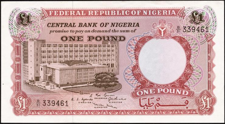 Nigeria P.08 1 Pound (1967) (1) 