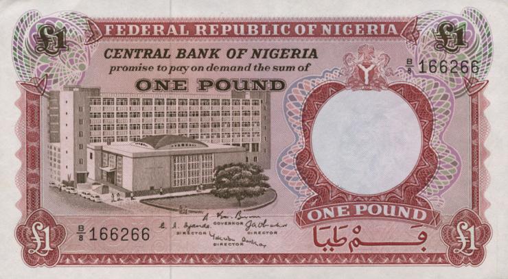 Nigeria P.08 1 Pound (1967) (1-) 