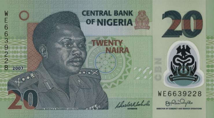 Nigeria P.34b 20 Naira 2007 Polymer (1) 