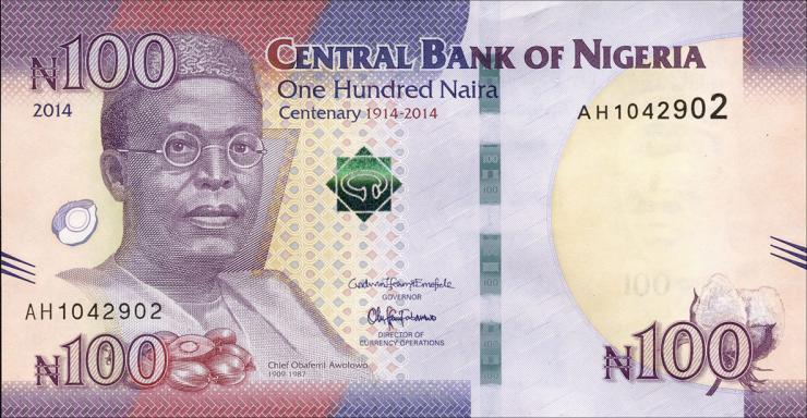 Nigeria P.41 100 Naira 2014 Gedenkbanknote (1) 