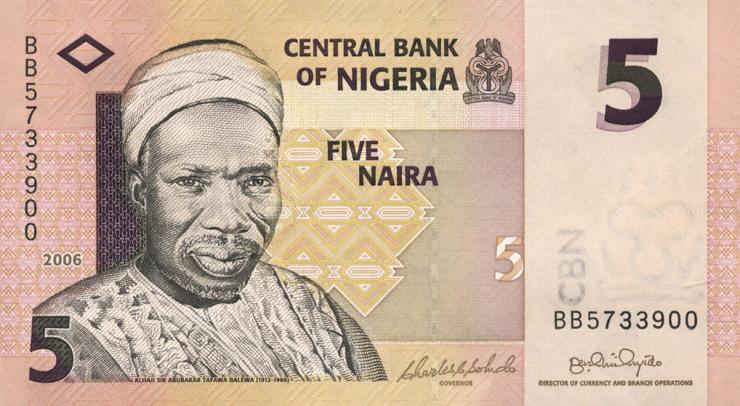 Nigeria P.32a1 5 Naira 2006 (1) 