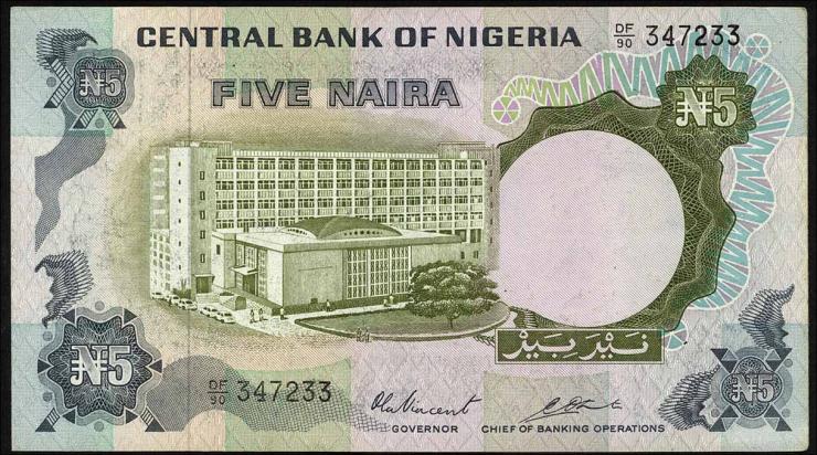 Nigeria P.16c 5 Naira (1973-78) (2+) 
