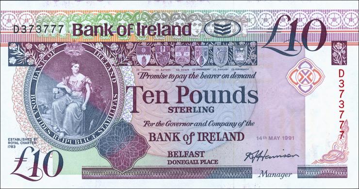 Nordirland / Northern Ireland P.071a 10 Pounds 1991 (1) 