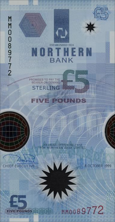 Nordirland / Northern Ireland P.203a 5 Pounds 1999 (1) 