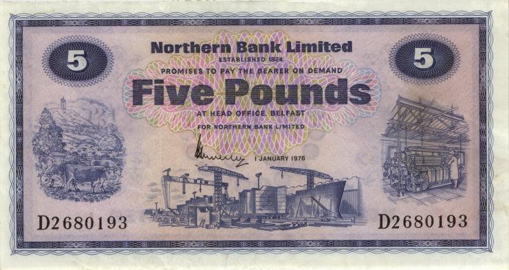 Nordirland / Northern Ireland P.188c 5 Pounds 1976 (2) 