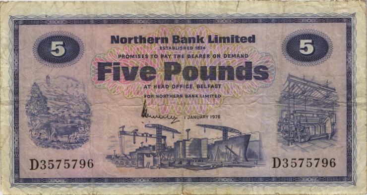 Nordirland / Northern Ireland P.188c 5 Pounds 1976 (4) 