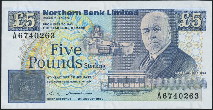 Nordirland / Northern Ireland P.193a 5 Pounds 1989 (1) 