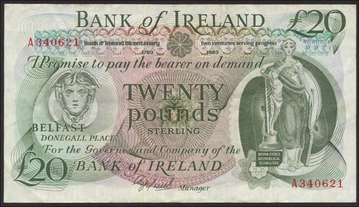 Nordirland / Northern Ireland P.069 20 Pounds 1983 Gedenkbanknote (3) 