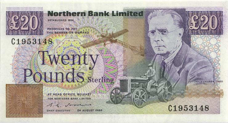 Nordirland / Northern Ireland P.195a 20 Pounds 1988 (1) 