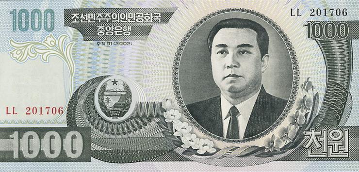 Nordkorea / North Korea P.45b 1000 Won 2006 (1) 