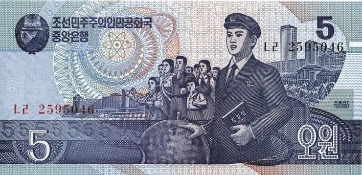 Nordkorea / North Korea P.40b 5 Won 1998 (1) 
