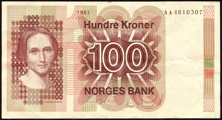 Norwegen / Norway P.41c 100 Kronen 1981-1982 (3) 