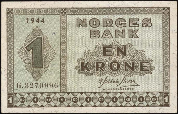 Norwegen / Norway P.15a 1 Krone 1944 (1) 