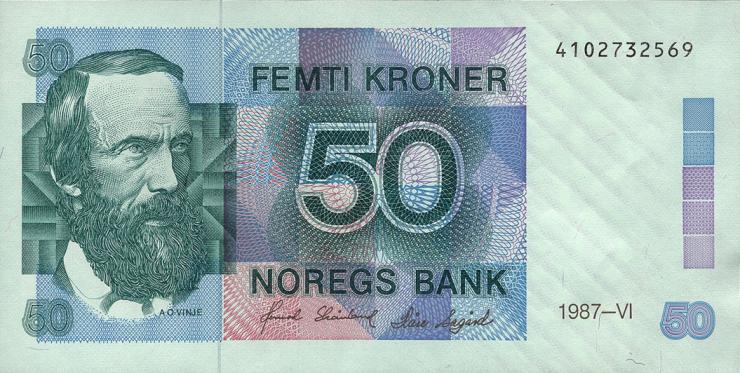 Norwegen / Norway P.42d 50 Kronen 1987 (1) 