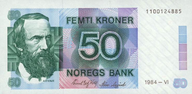 Norwegen / Norway P.42a 50 Kronen 1984 (1) 