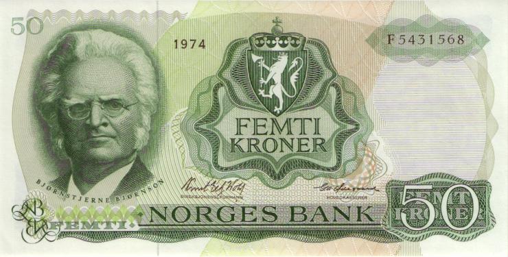 Norwegen / Norway P.37c 50 Kronen 1974 (1) 