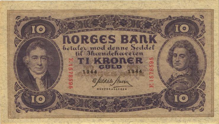 Norwegen / Norway P.08c 10 Kronen 1944 (2) 