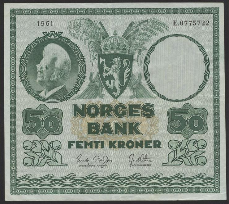Norwegen / Norway P.32c 50 Kronen 1961 (2) 