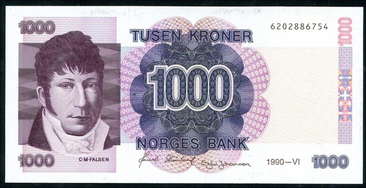 Norwegen / Norway P.45a 1000 Kronen 1990 (1/1-) 