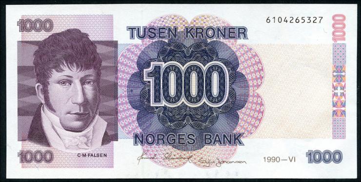 Norwegen / Norway P.45a 1000 Kronen 1990 (2+) 