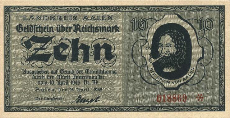 Notgeld Aalen 10 Reichsmark 19.4.1945 (1) 