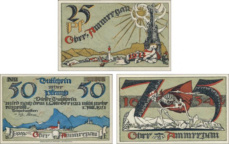Notgeld Oberammergau 25-50-75 Pfennig 1922 (1) 