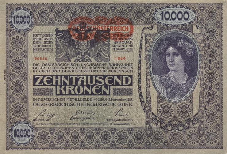 Österreich / Austria P.066 10000 Kronen 1918 (1919) II. Auflage  (1-) 