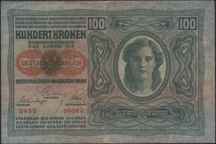 Österreich / Austria P.056 100 Kronen 1912 (1919) (3) 