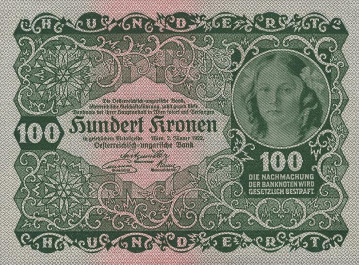 Österreich / Austria P.077 100 Kronen 1922 (2) 