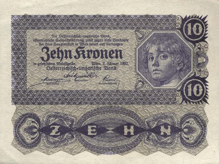 Österreich / Austria P.075 10 Kronen 1922 (1) 