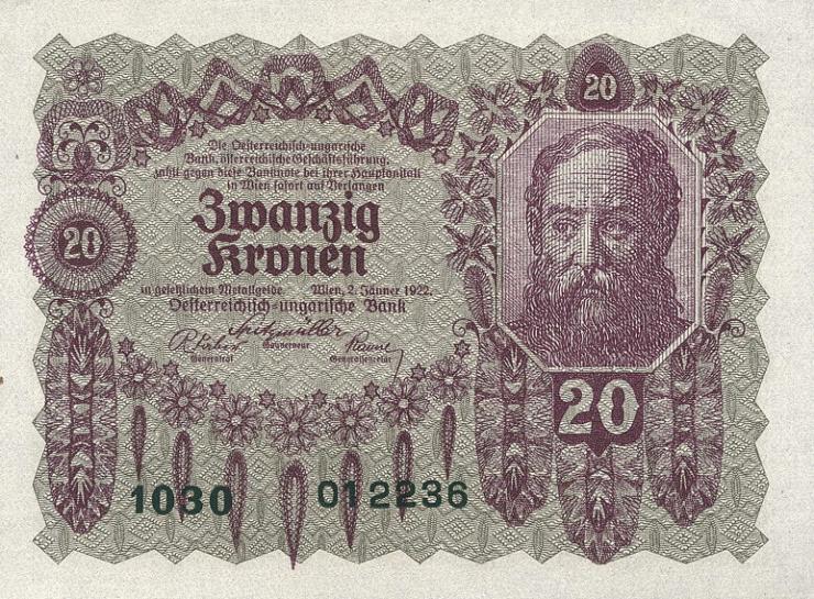 Österreich / Austria P.076 20 Kronen 1922 (1) 