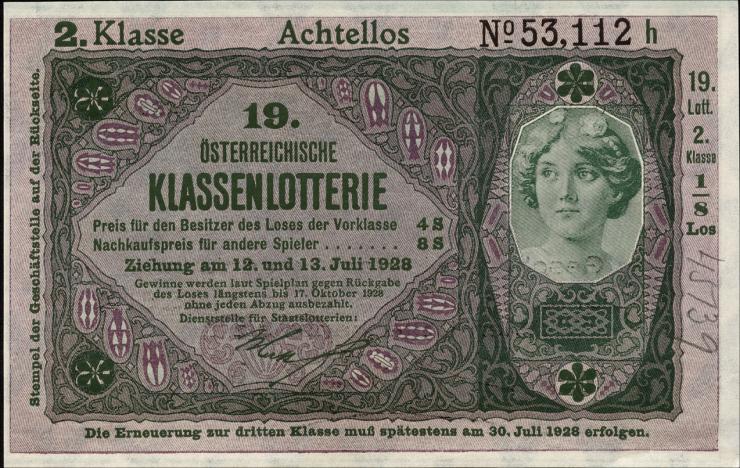 Österreich Donaustaat / Austria P.S152 20 Kronen (1923-37) (1/1-) 19. Klassenlotterie 