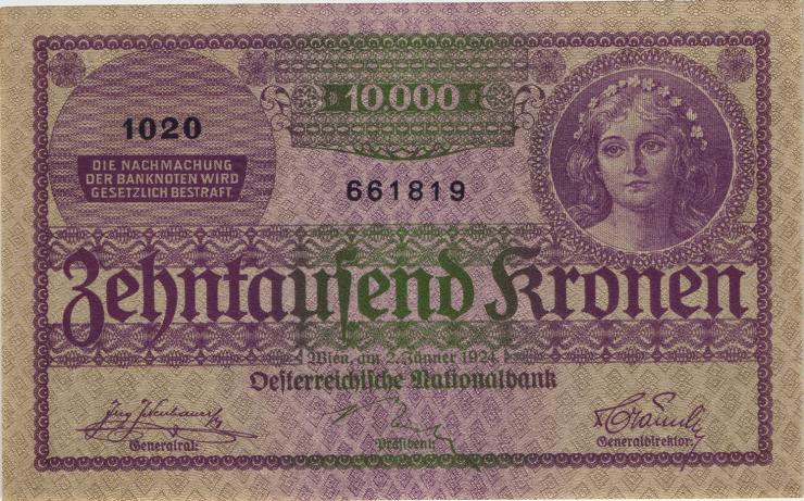 Österreich / Austria P.085 10.000 Kronen 1924 (1) 