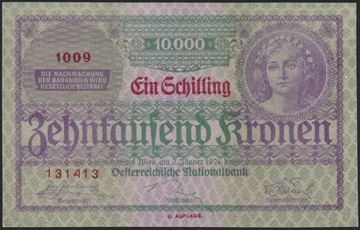 Österreich / Austria P.087 1 Schilling auf 10000 Kronen 1924 (1) 