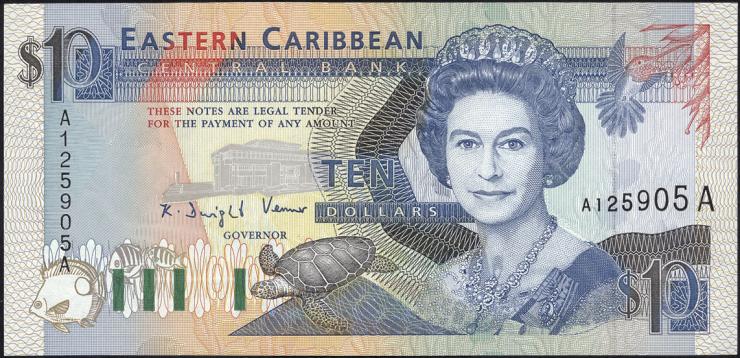 Ost Karibik / East Caribbean P.27a 10 Dollars (1993) (1) 