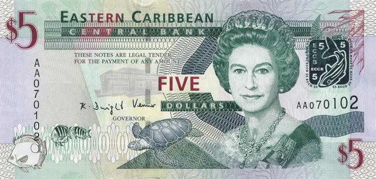 Ost Karibik / East Caribbean P.47 5 Dollars (2008) AA  (1) 