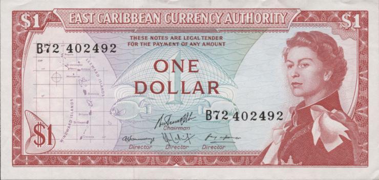 Ost Karibik / East Caribbean P.13f 1 Dollar (1965) (2) 